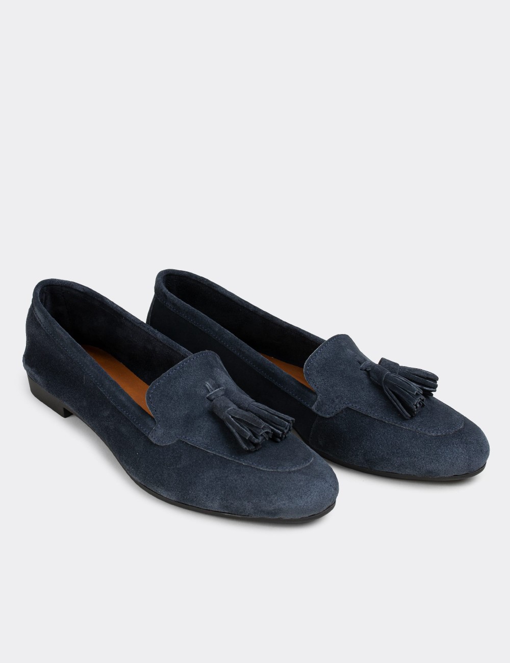 Navy Suede Leather Loafers - E3209ZFUMC01
