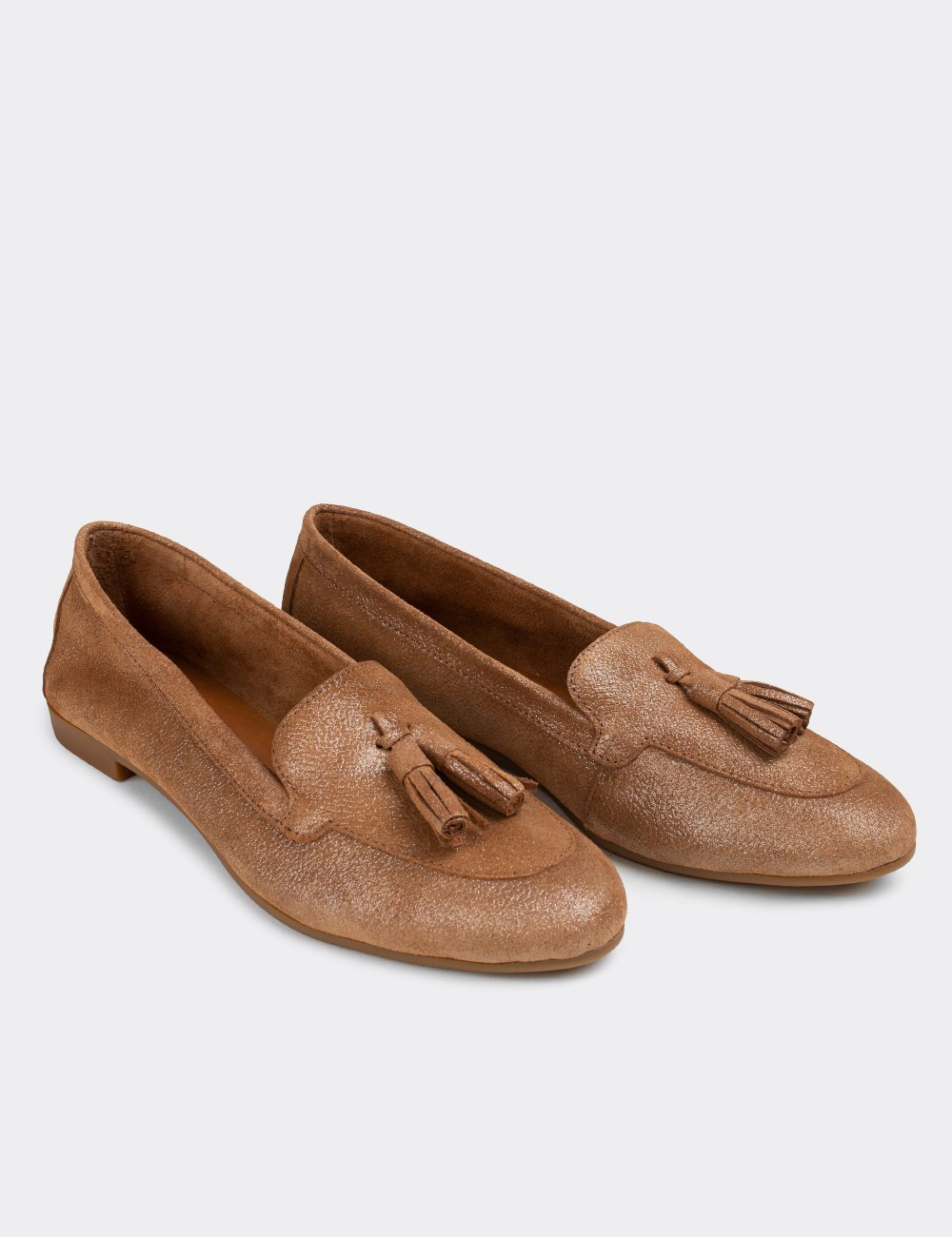 Copper Suede Leather Loafers - E3209ZBKRC01