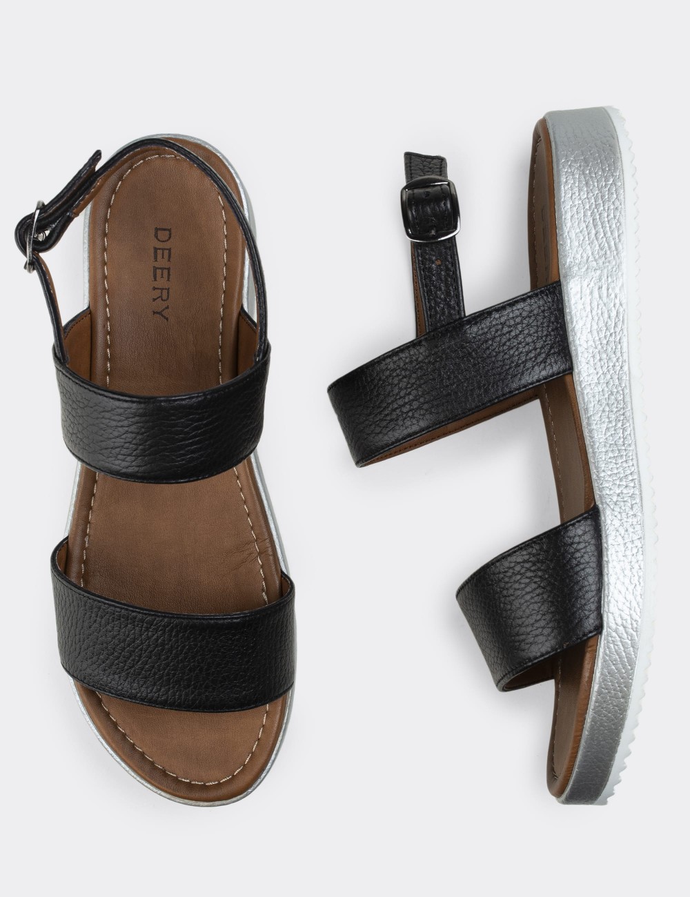 Black  Leather Sandals - 02120ZSYHC06