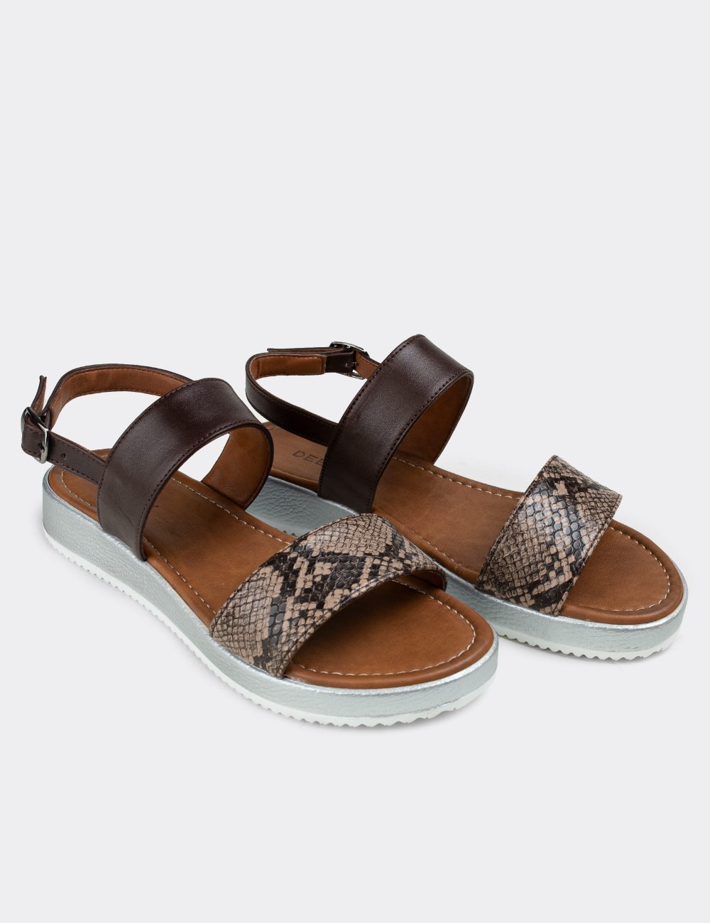Brown Croco Sandals - 02120ZKHVC05