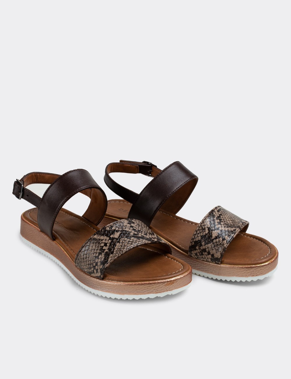 Brown Croco Sandals - 02120ZKHVC04