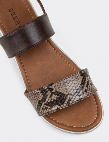 Brown Croco Sandals - 02120ZKHVC05
