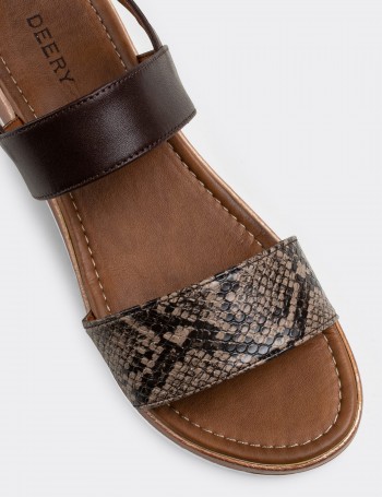 Brown Croco Sandals - 02120ZKHVC04