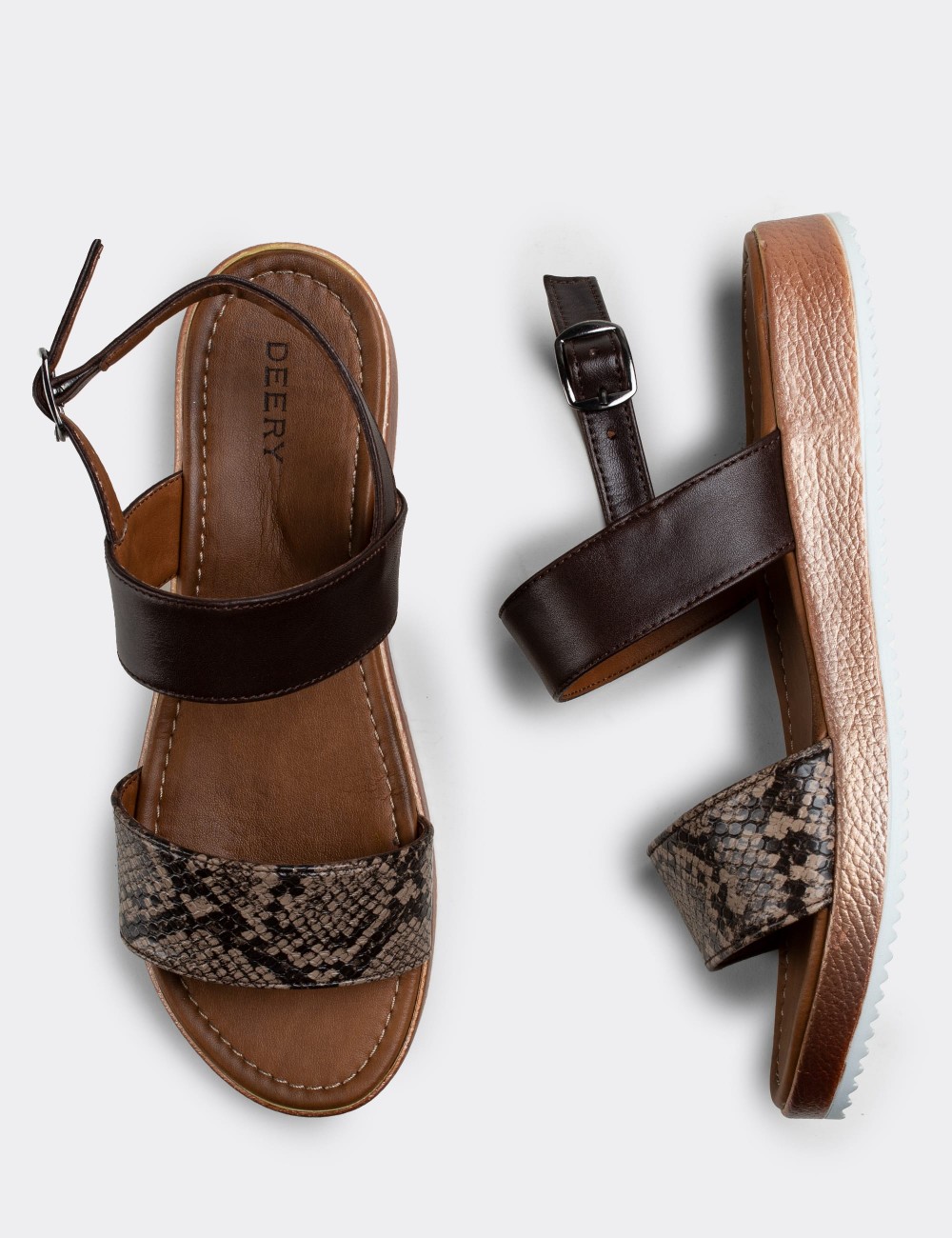 Brown Croco Sandals - 02120ZKHVC04