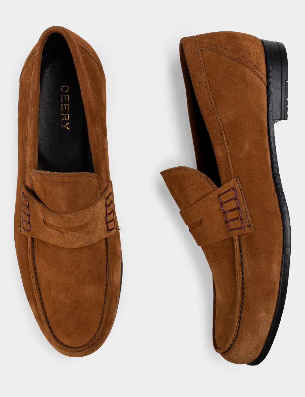Brown Suede Leather Loafers - 01538MTRNC01