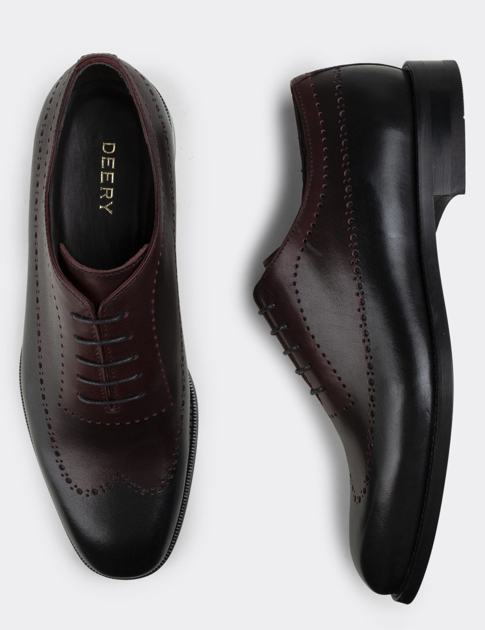 Burgundy  Leather Classic Shoes - 01615MBRDN01