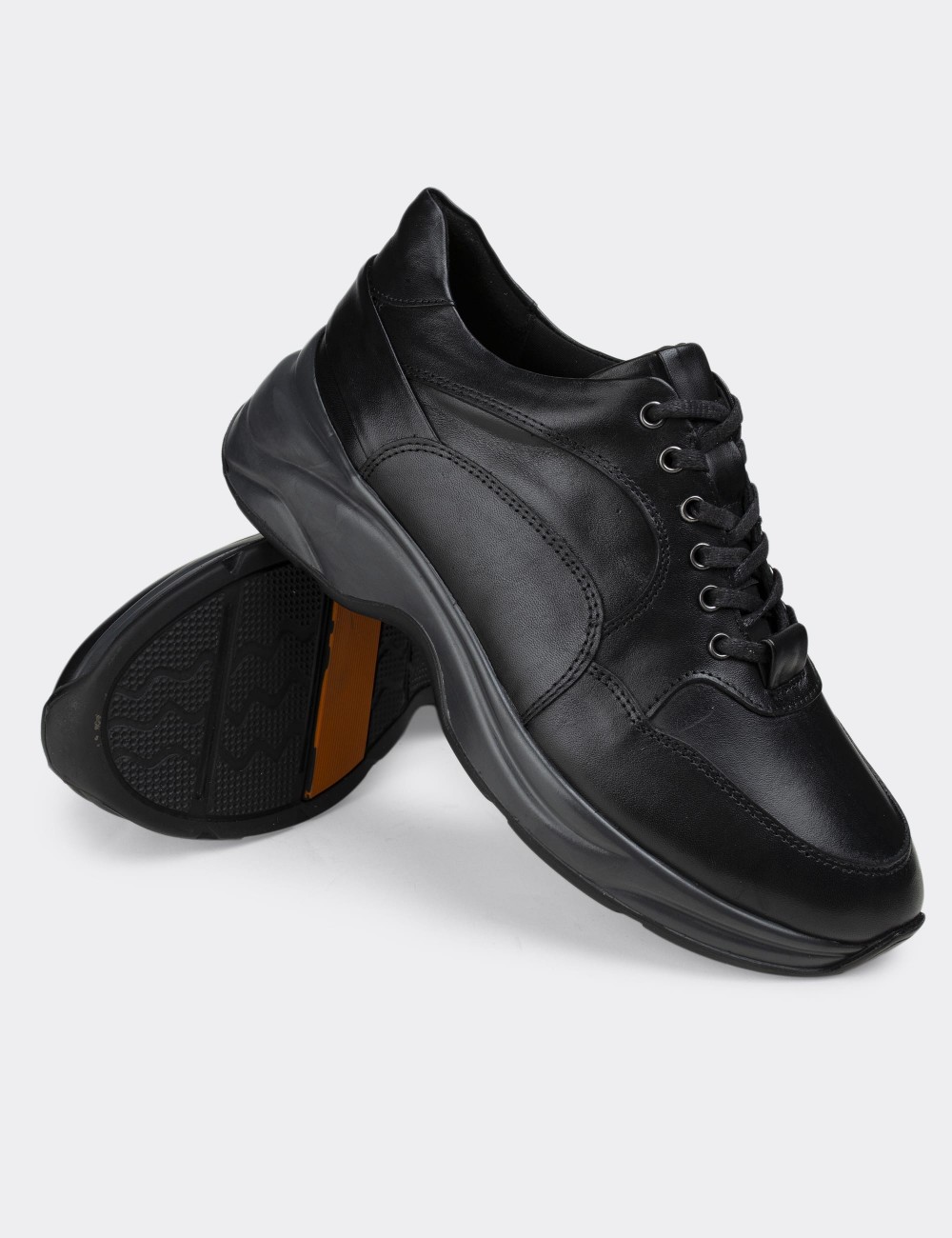 Black  Leather Sneakers - 01817ZSYHT01
