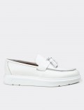 White  Leather Loafers