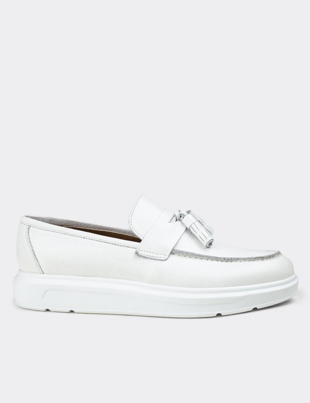 White  Leather Loafers - 01587MBYZP01