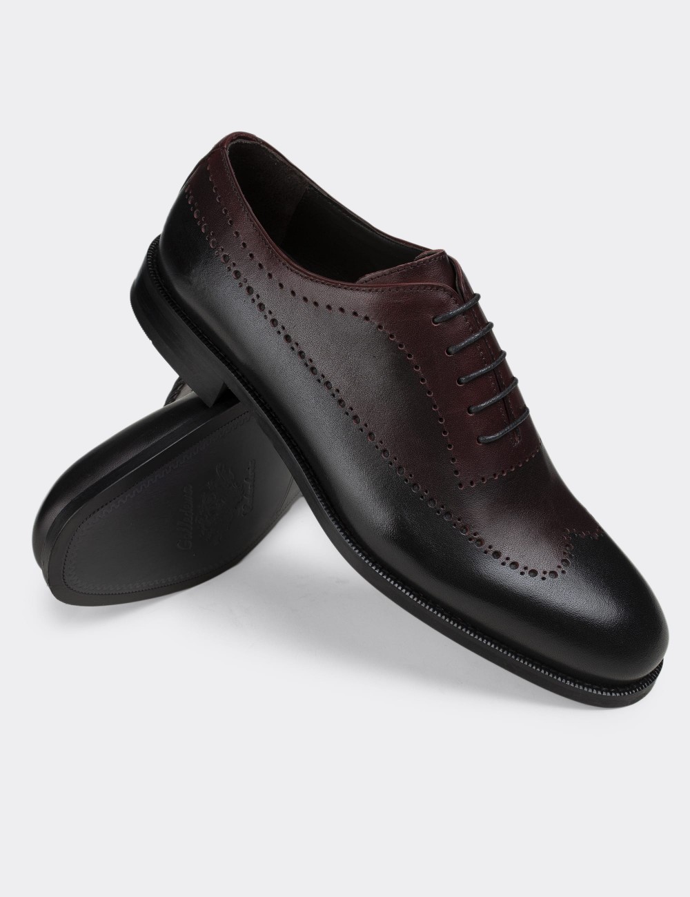 Burgundy  Leather Classic Shoes - 01615MBRDN01