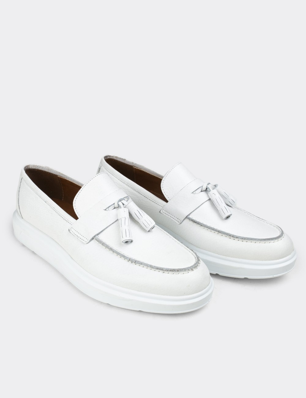 White  Leather Loafers - 01587MBYZP01