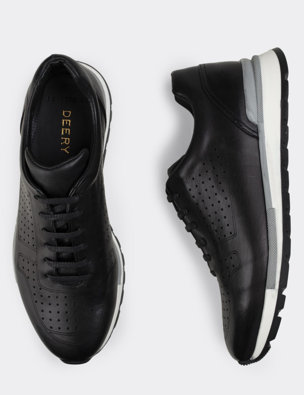 Black  Leather  Sneakers - 01707MSYHT02