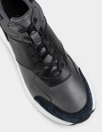 Gray  Leather Sneakers - 01718MGRIT04