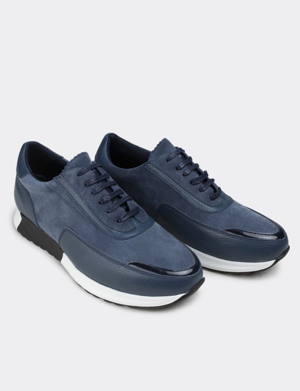 Blue Suede Leather Sneakers - 01819MMVIE02