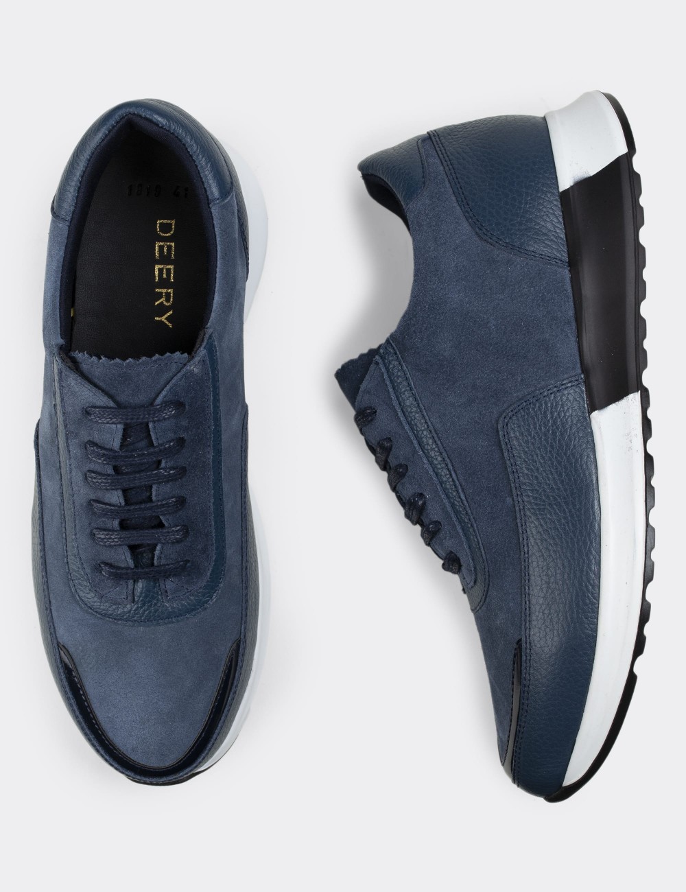 Blue Suede Leather Sneakers - 01819MMVIE02