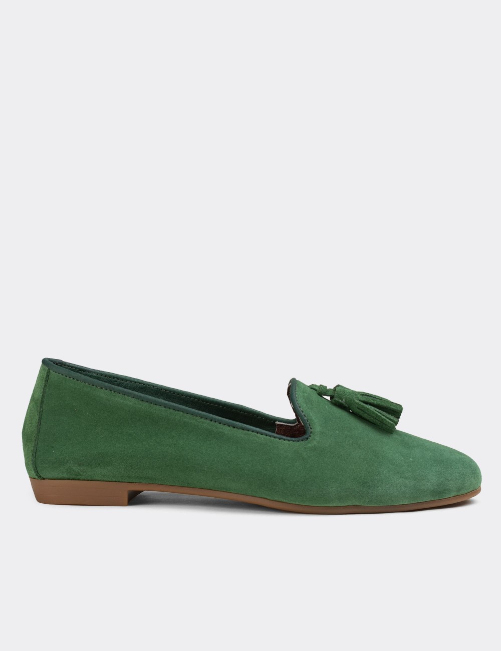 Green Suede Leather Loafers - E3204ZYSLC01