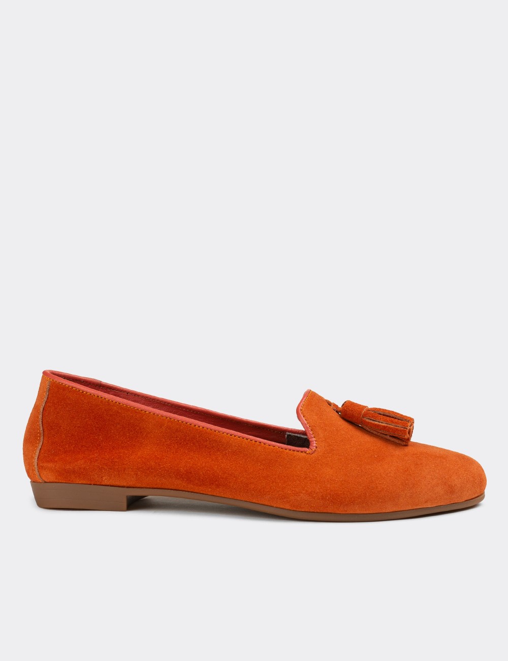 Orange Suede Leather Loafers - E3204ZTRCC01