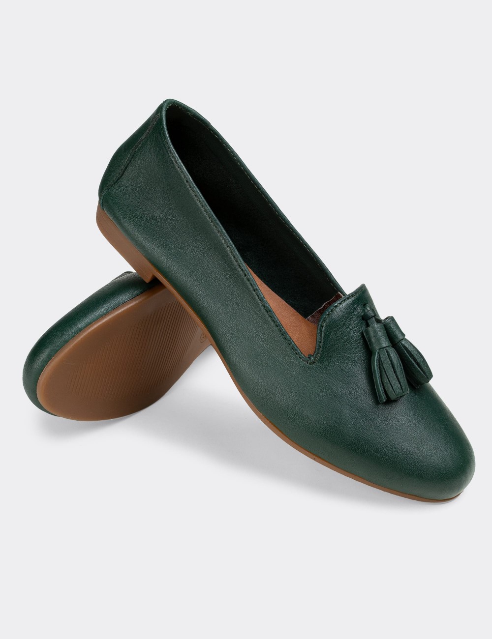 Green  Leather Loafers - E3204ZYSLC02