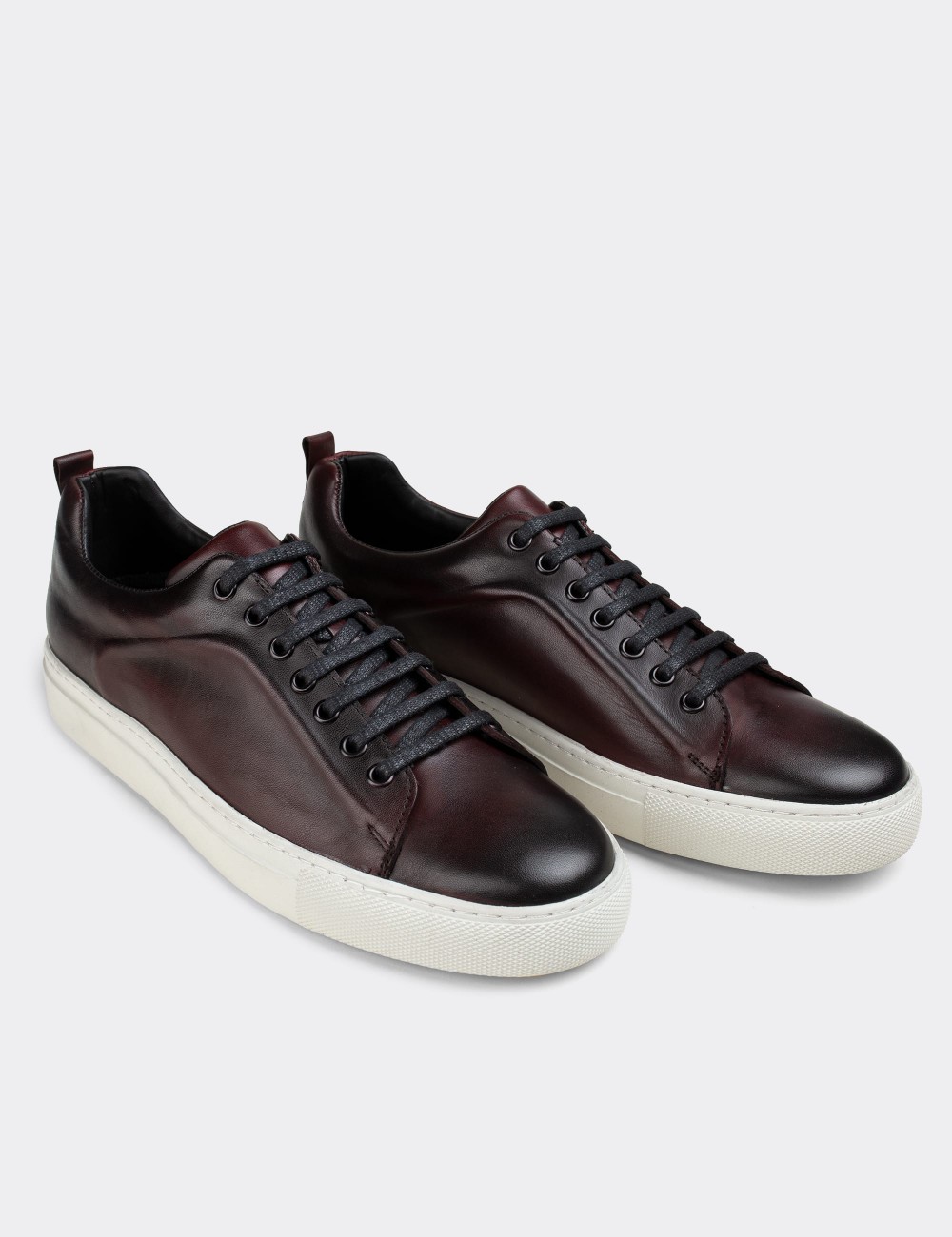 Burgundy  Leather  Sneakers - 01669MBRDC07