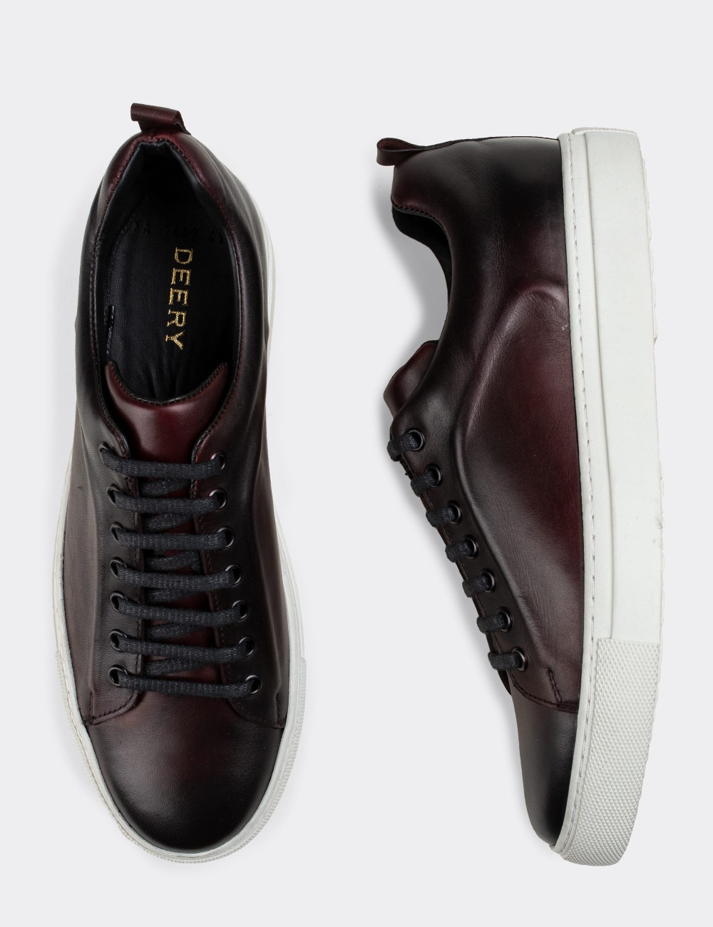 Burgundy  Leather  Sneakers - 01669MBRDC07