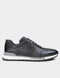 Gray Calfskin Leather  Sneakers