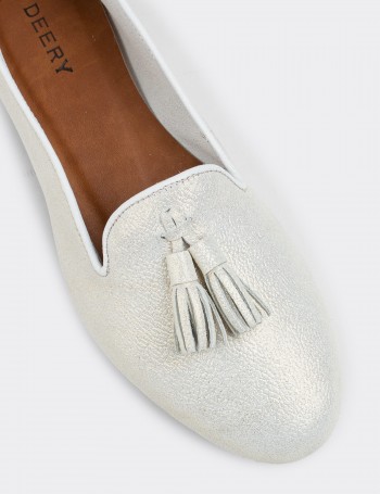 White Suede Leather Loafers - E3204ZBYZC01