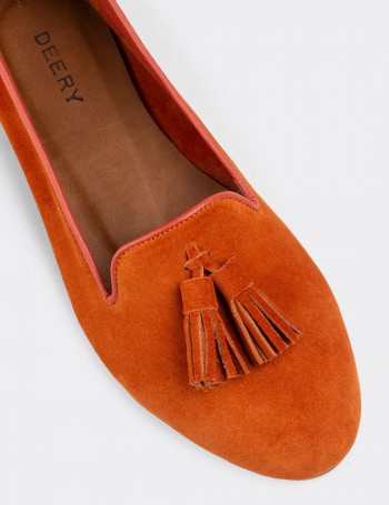 Orange Suede Leather Loafers - E3204ZTRCC01