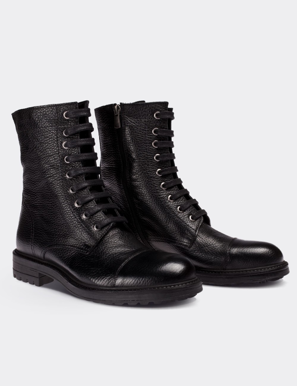 Black  Leather Postal Boots - 01857MSYHC01
