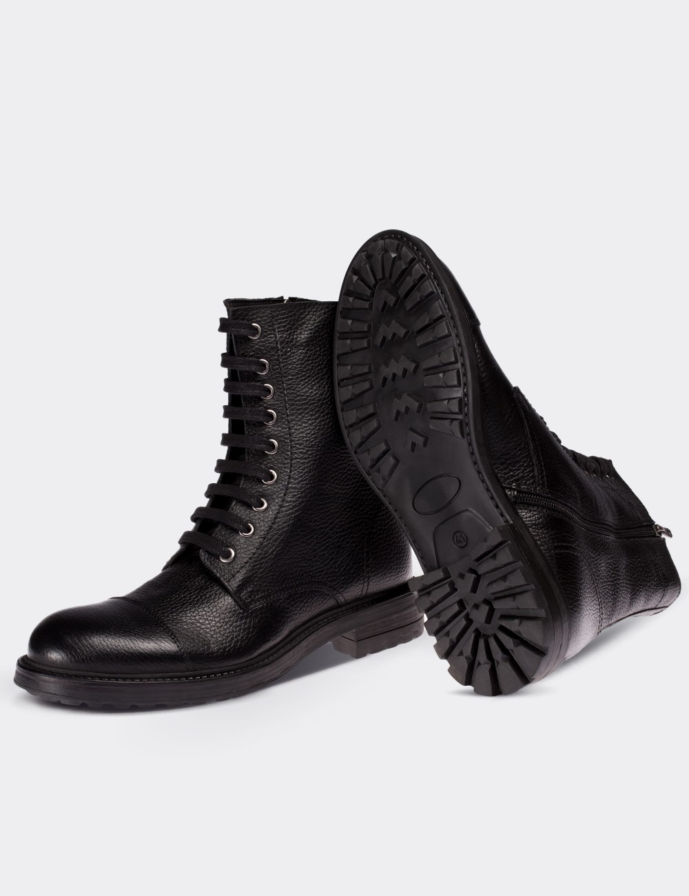 Black  Leather Postal Boots - 01857MSYHC01
