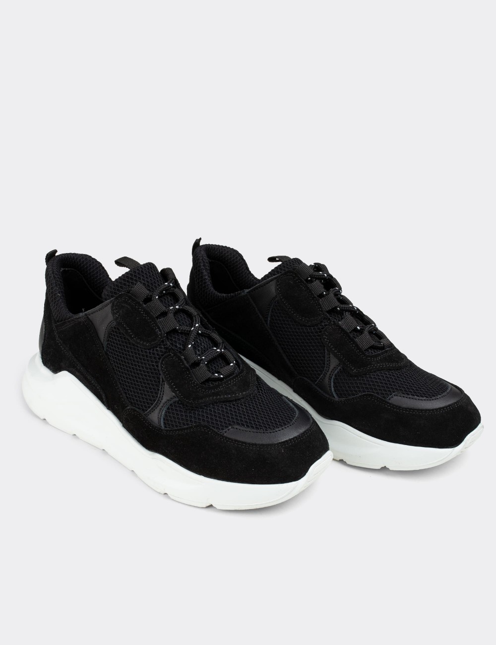 Black Suede Leather  Sneakers - 01724ZSYHP02