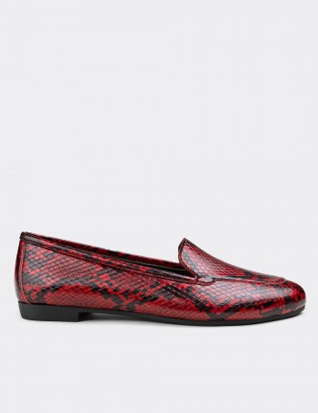 Red  Leather Loafers - E3206ZKRMC01