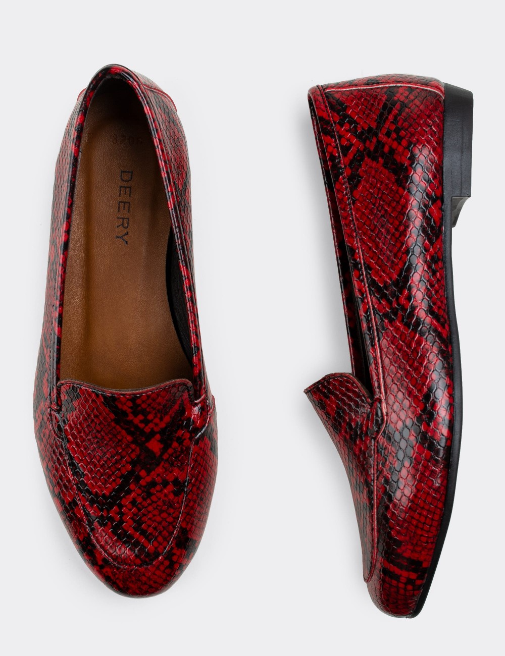 Red  Leather Loafers - E3206ZKRMC01