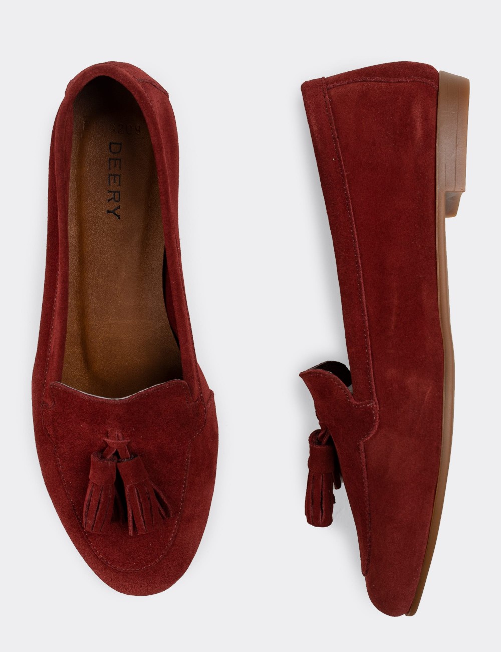 Burgundy Suede Leather Loafers - E3209ZBRDC01