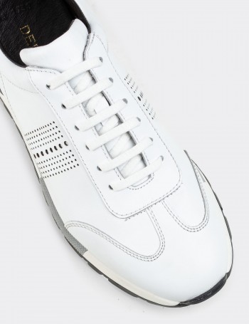 White  Leather Sneakers - 01738MBYZT01