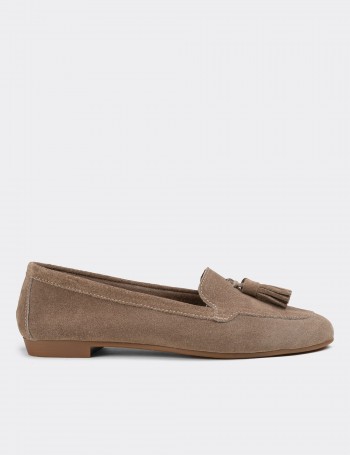Sandstone Suede Leather Loafers - E3209ZVZNC01