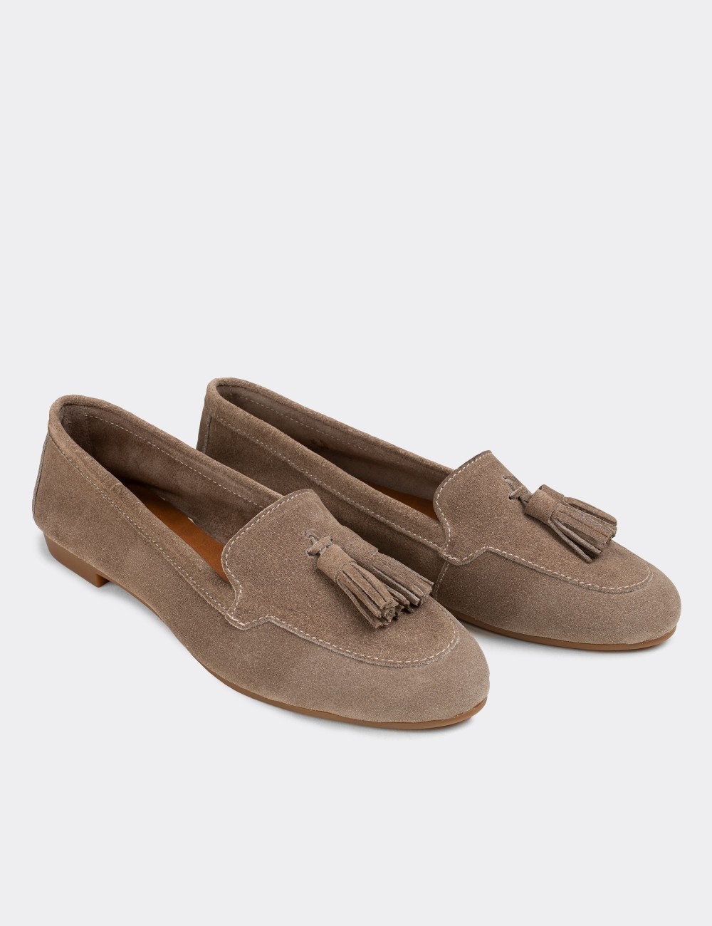 Sandstone Suede Leather Loafers - E3209ZVZNC01