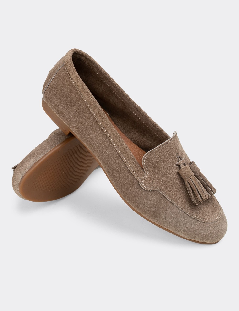 Sandstone Suede Leather Loafers - E3209ZVZNC01