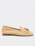 Beige Suede Leather Loafers