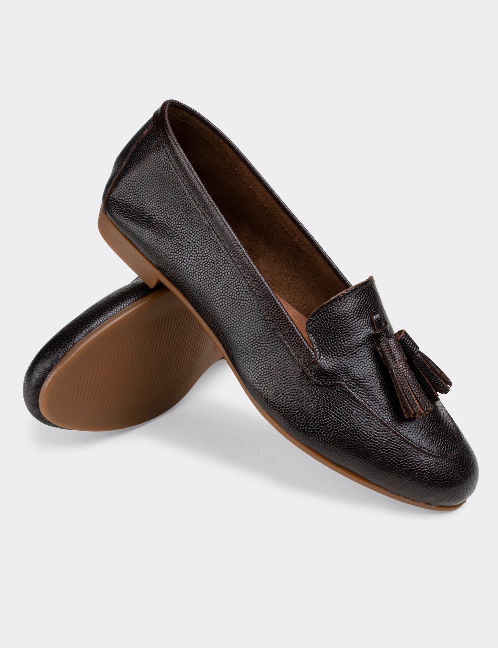 Brown  Leather Loafers - E3209ZKHVC01