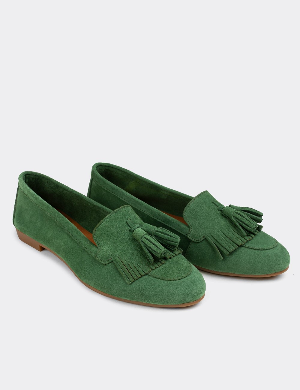 Green Suede Leather Loafers - E3203ZYSLC01
