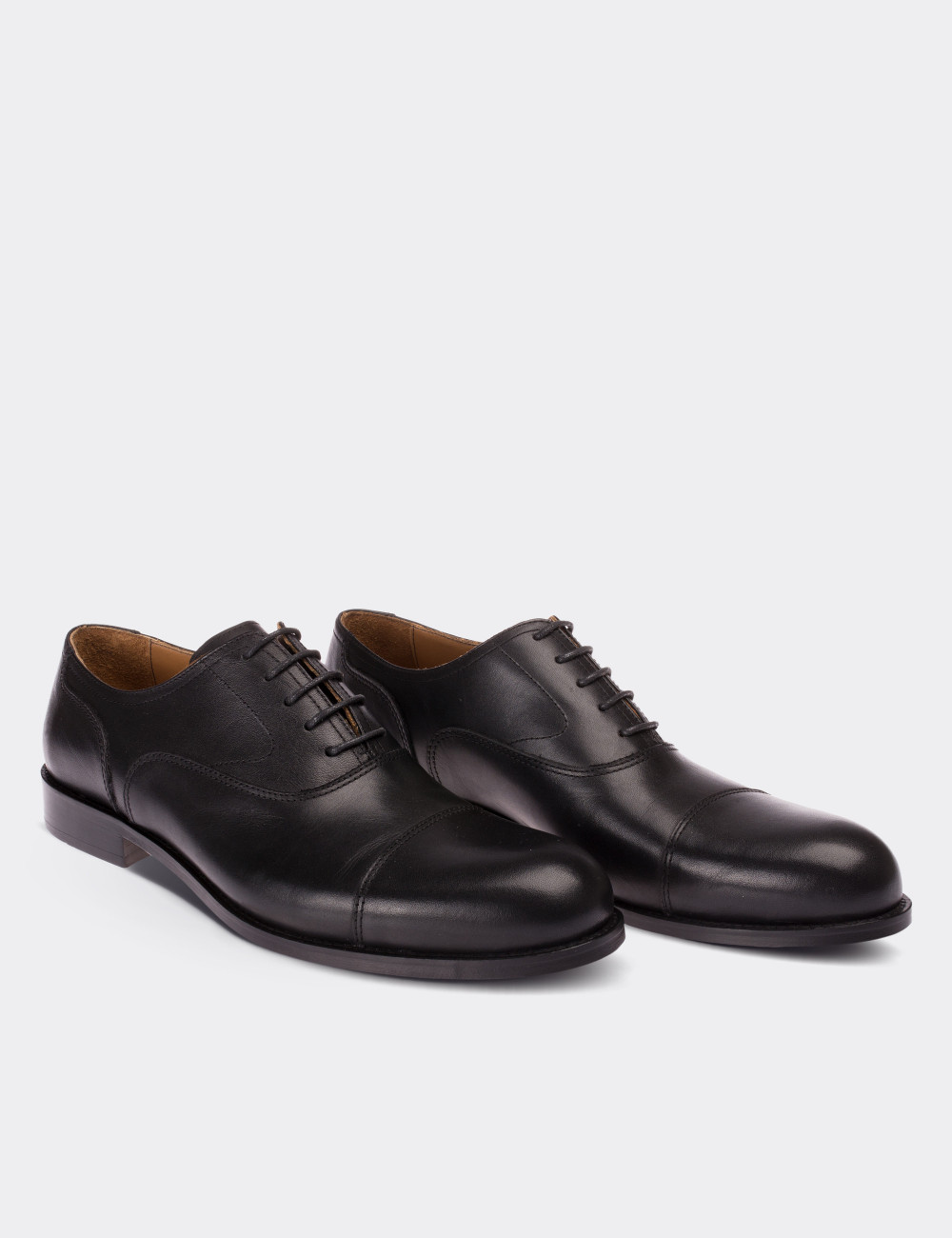 Black  Leather Classic Shoes - 01078MSYHK01