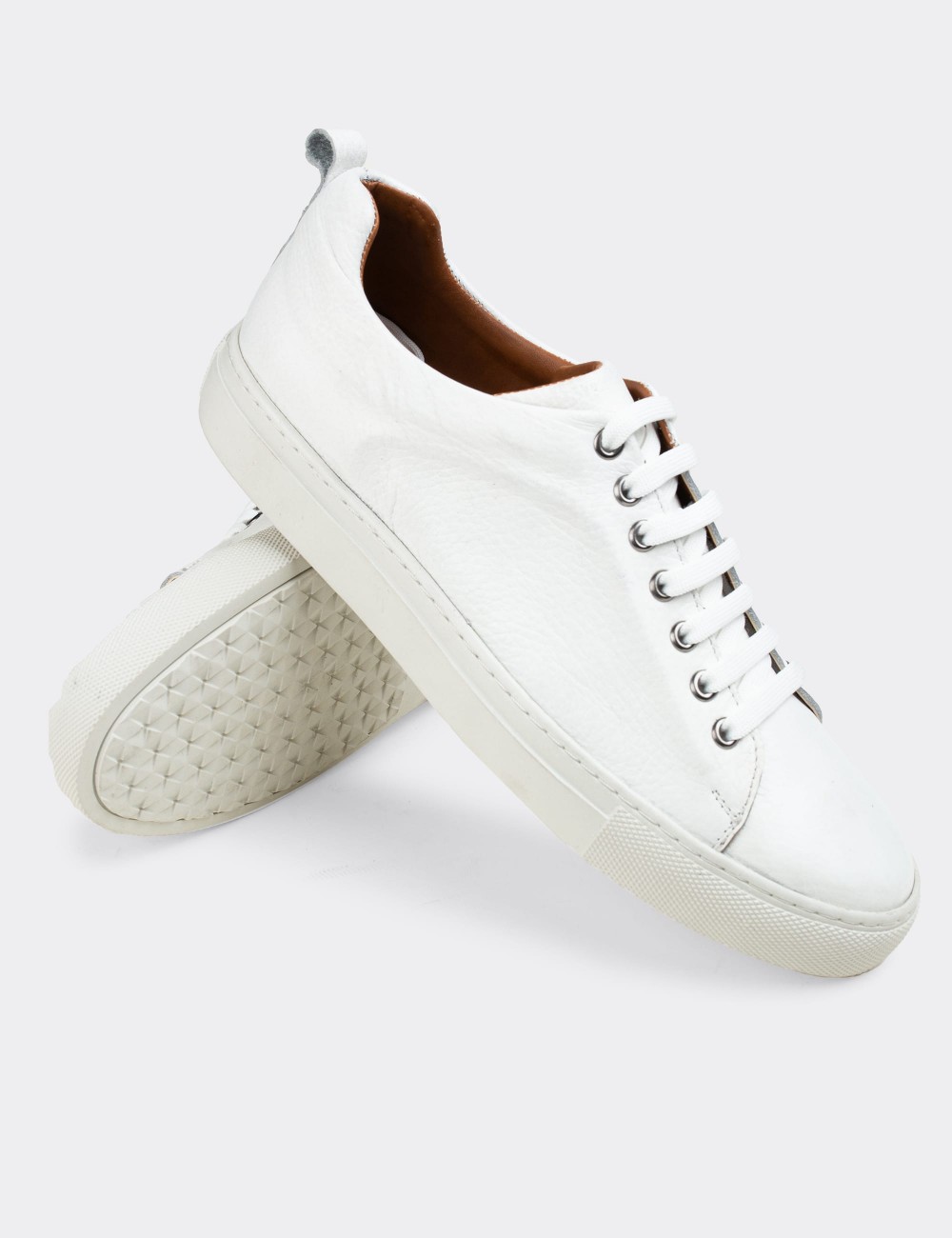White  Leather Sneakers - 01669MBYZC02
