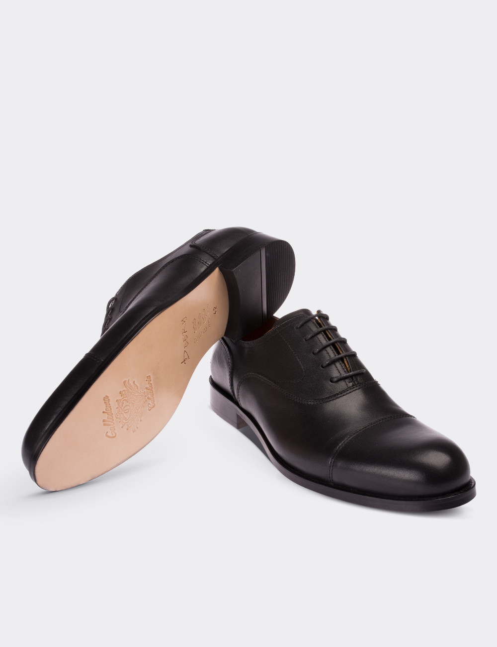 Black  Leather Classic Shoes - 01078MSYHK01