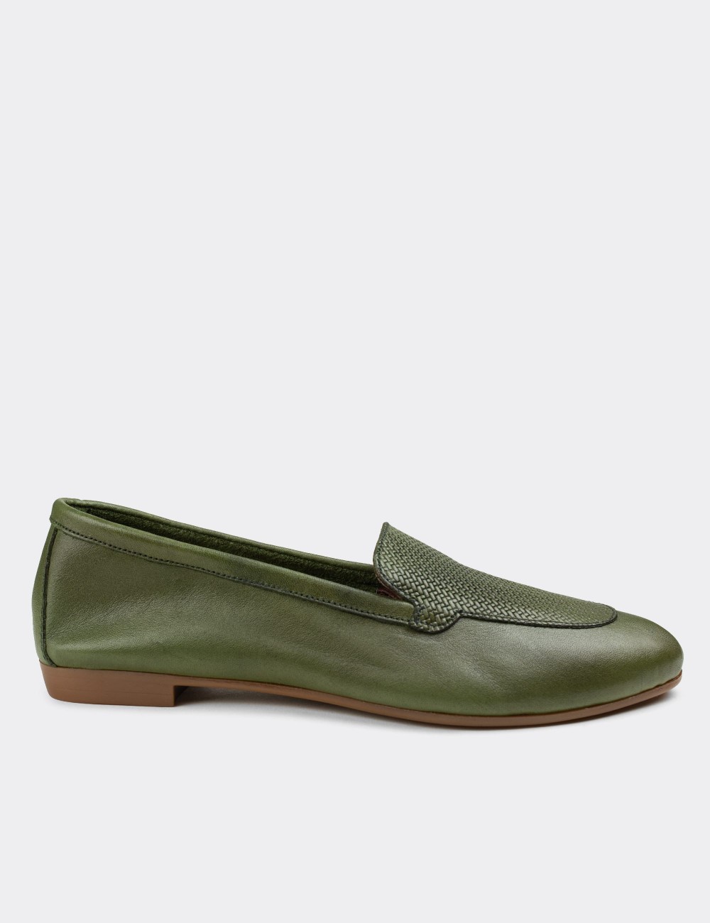 Green  Leather Loafers - E3210ZYSLC01