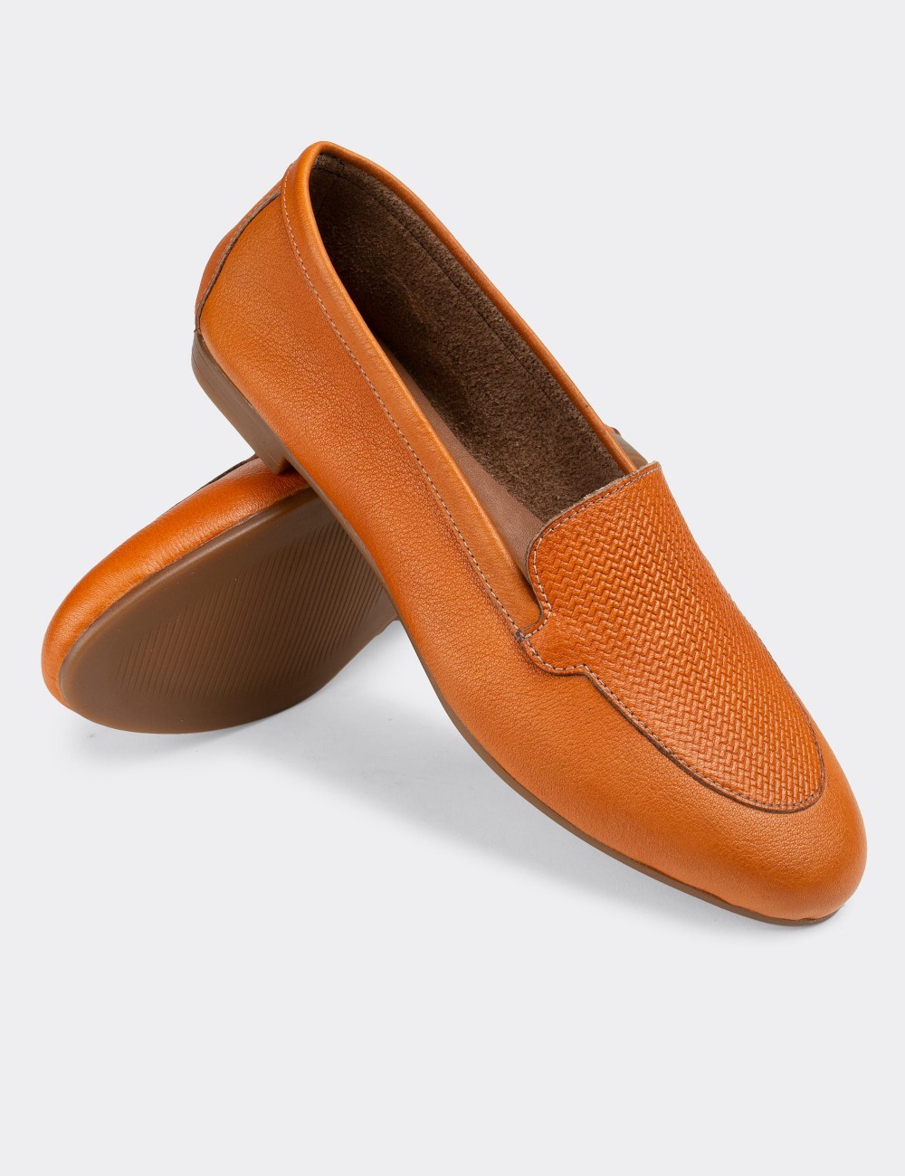 Orange  Leather Loafers - E3210ZTRCC01