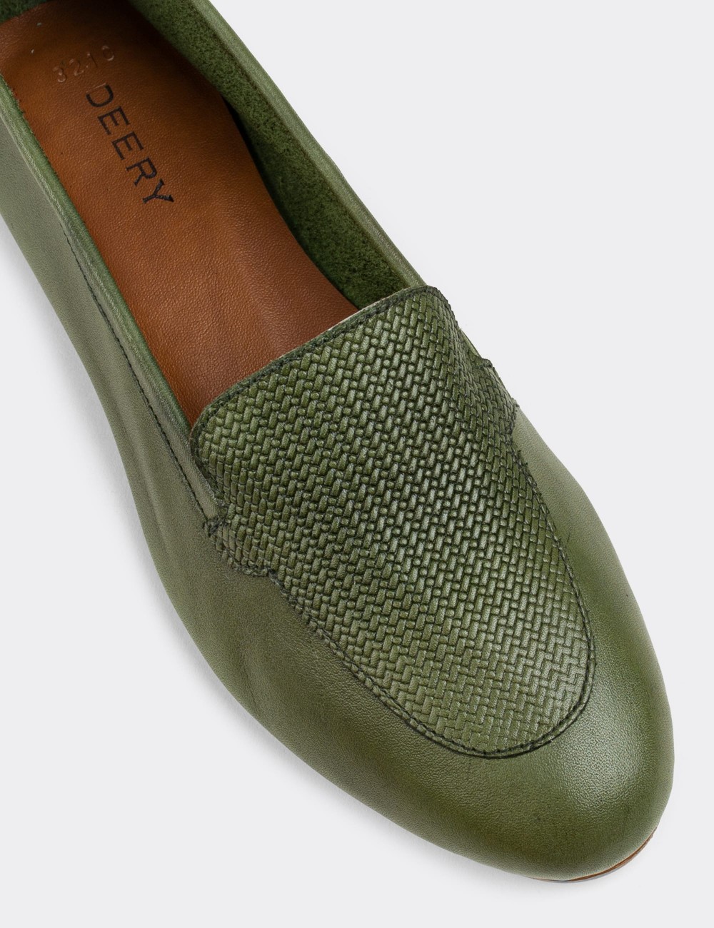 Green  Leather Loafers - E3210ZYSLC01