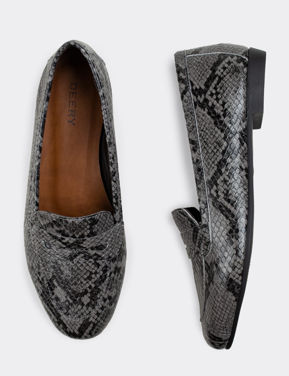 Gray  Leather Loafers - E3202ZGRIC01