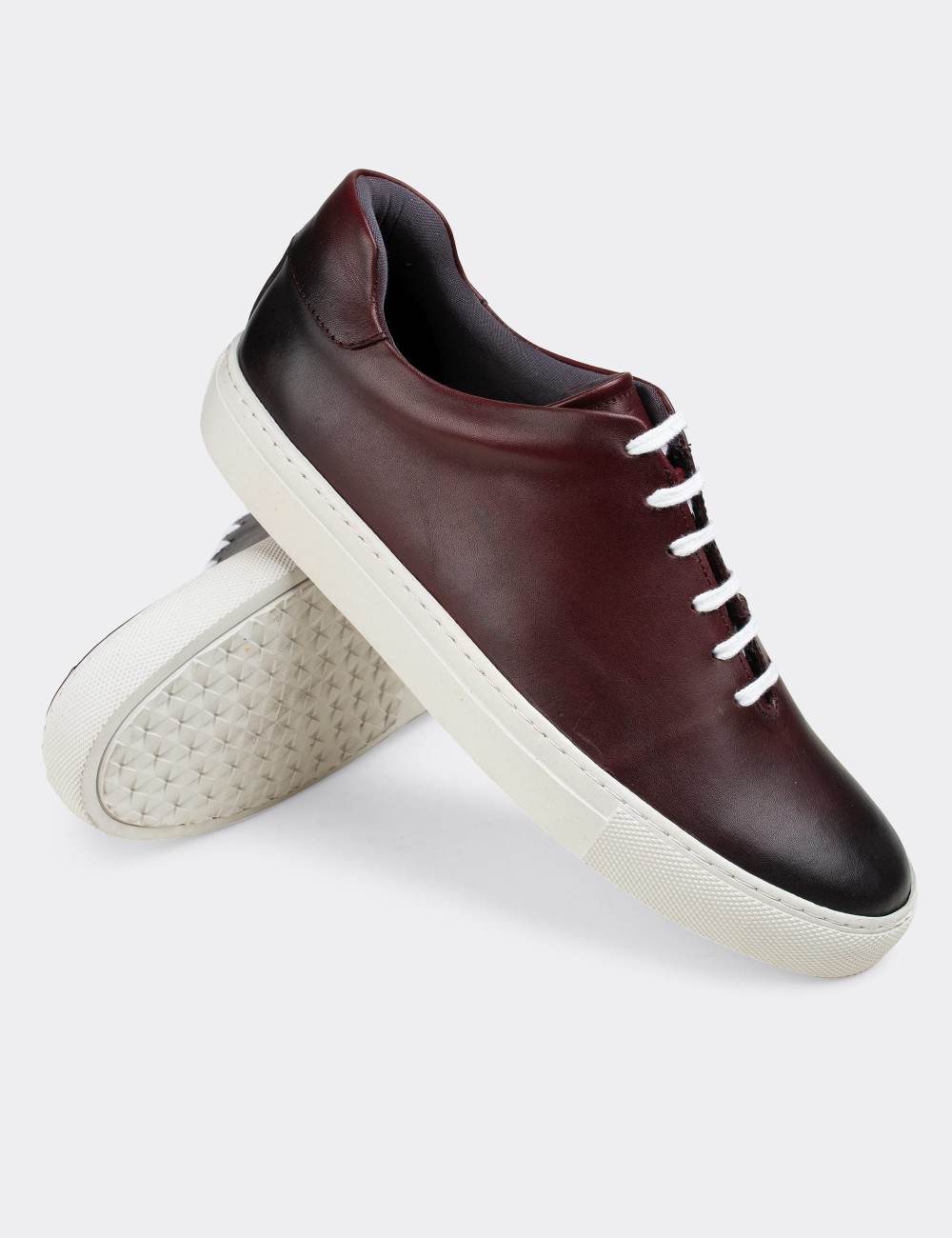 Burgundy  Leather Sneakers - 01823MBRDC01