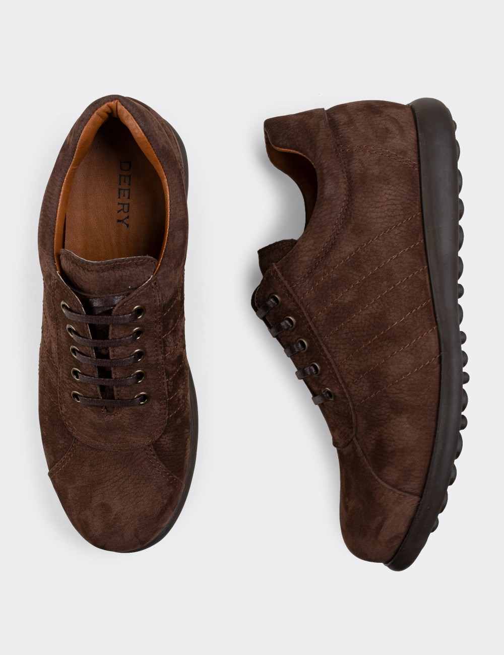 Brown Nubuck Leather Lace-up Shoes - 01828MKHVC01