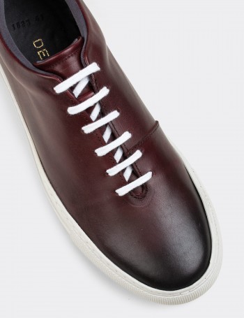 Burgundy  Leather Sneakers - 01823MBRDC01